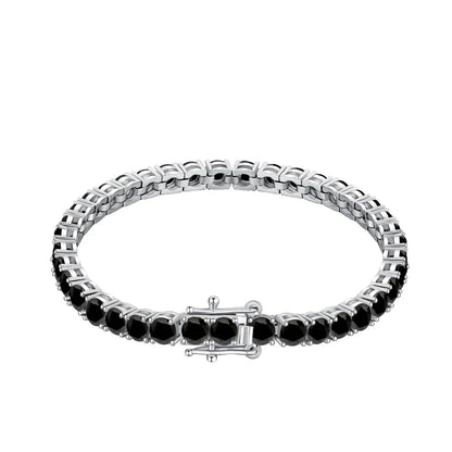 No Moq  Fine Jewelry S925 Sterling Silver Rhodium Plated  Round Cut 4mm 5A Cubic Zirconia Tennis Bracelets Bangles
