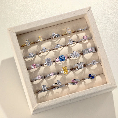 Fine Fashion Jewelry Women Daily Dress up Accessories Classic S925 Silver Oval Shape 5A Cubic Zirconia Bridal Promise Ring