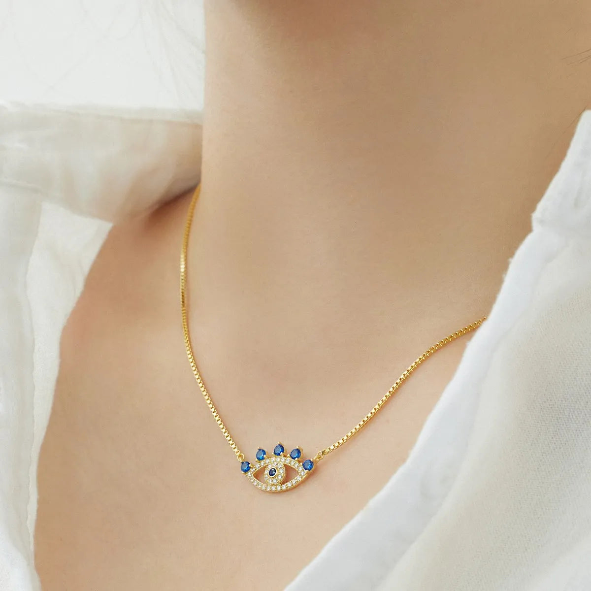 925 Silver Evil Eye CZ Pendant Necklace DY190765 product image 4