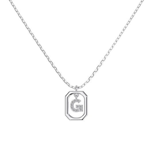 925 Silver G Initial 5A CZ Necklace DY191335 by KAKODIY