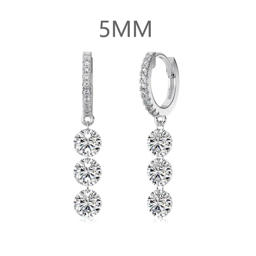 KAKODIY 14K Gold Plated Earrings 925 Sterling Silver Fine Jewelry Tri-zircon Pendant Ring Earrings