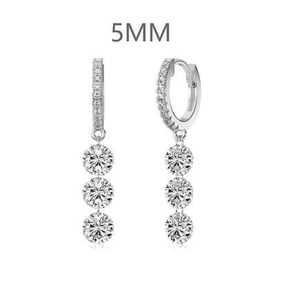KAKODIY 14K Gold Plated Earrings 925 Sterling Silver Fine Jewelry Tri-zircon Pendant Ring Earrings