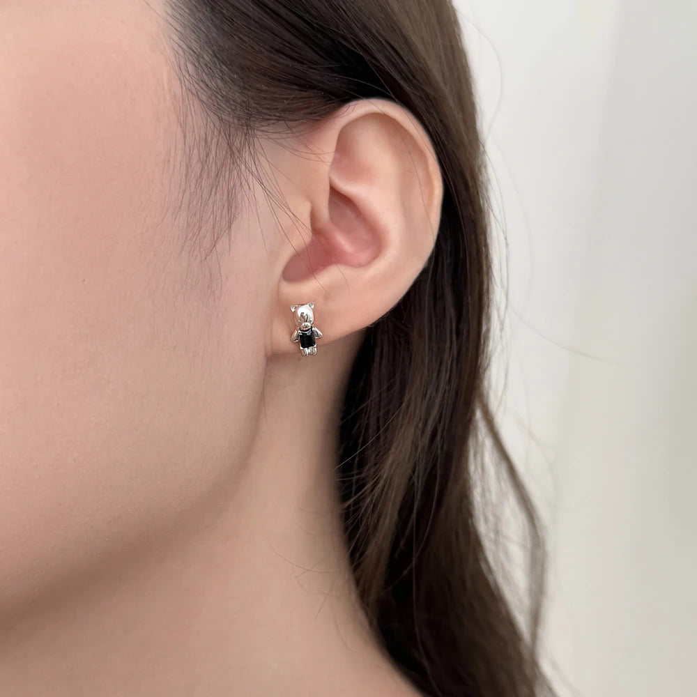 KAKODIY Cute Glamour Design Fashion Accessories Rhodium Plated 925 Sterling Silver 5A Cubic Zirconia Bear Stud Earrings Daily Life - product image 6