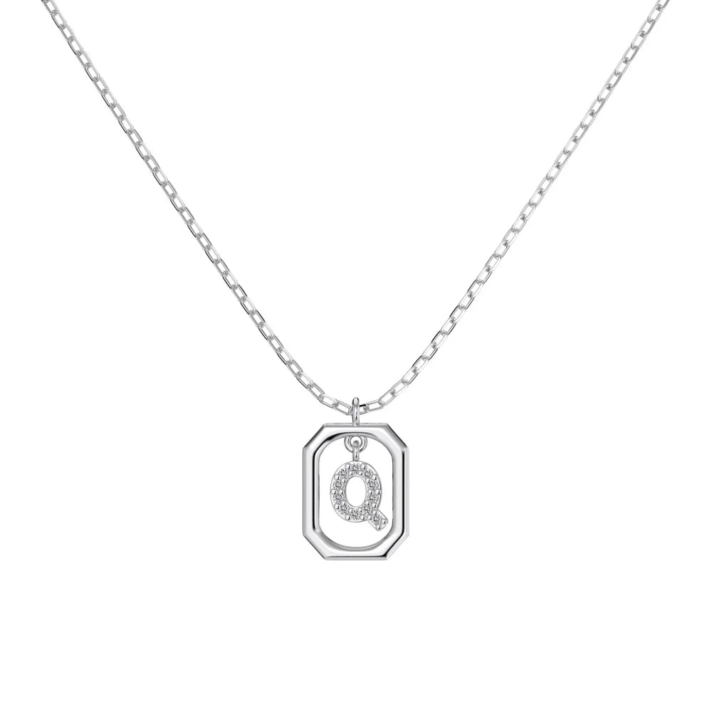 925 Sterling Silver Q Initial CZ Necklace product image 6
