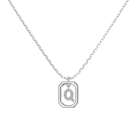 925 Sterling Silver Q Initial CZ Necklace product image 6