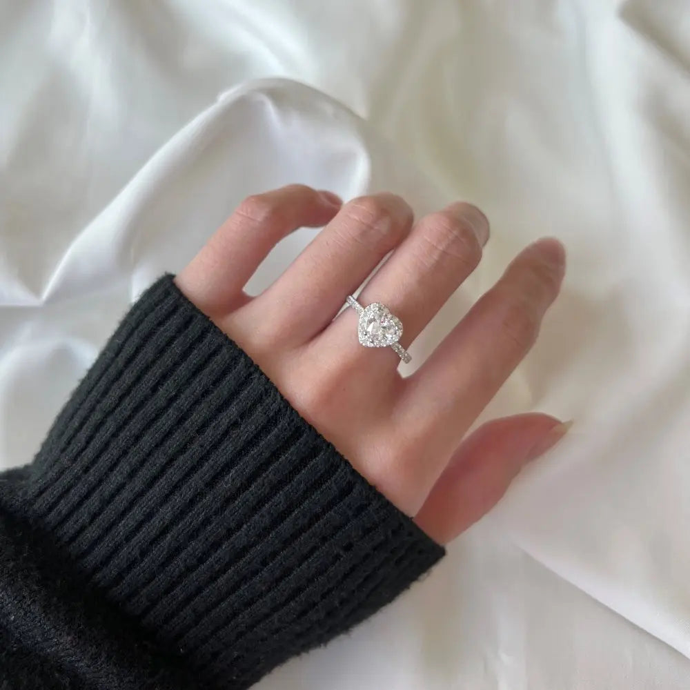 925 Silver Heart 8A CZ Engagement Ring TL120016 product image 4