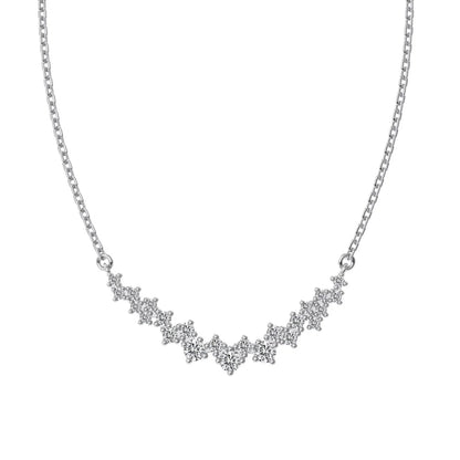 Minimalist Jewelry S925 Sterling Silver 18K Gold Plated Necklace Curved Cz Cubic Zircon Cluster Heart Necklaces for Girls Women