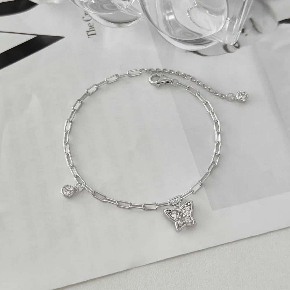 925 Sterling Silver Butterfly 5A CZ Bracelet product image 3