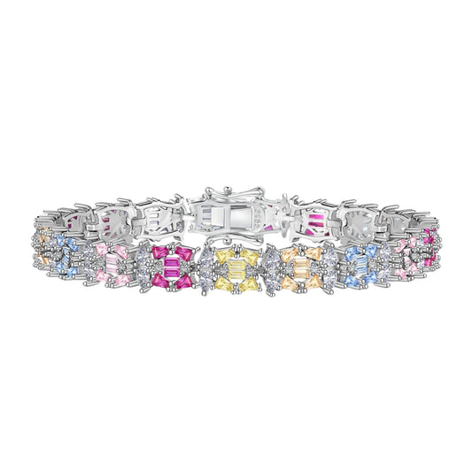 Beautiful Waterdrop Pear Shape 925 Sterling Silver Bracelet Jewelry Set Cubic Zirconia Pink Stone  Tennis Bracelets Women