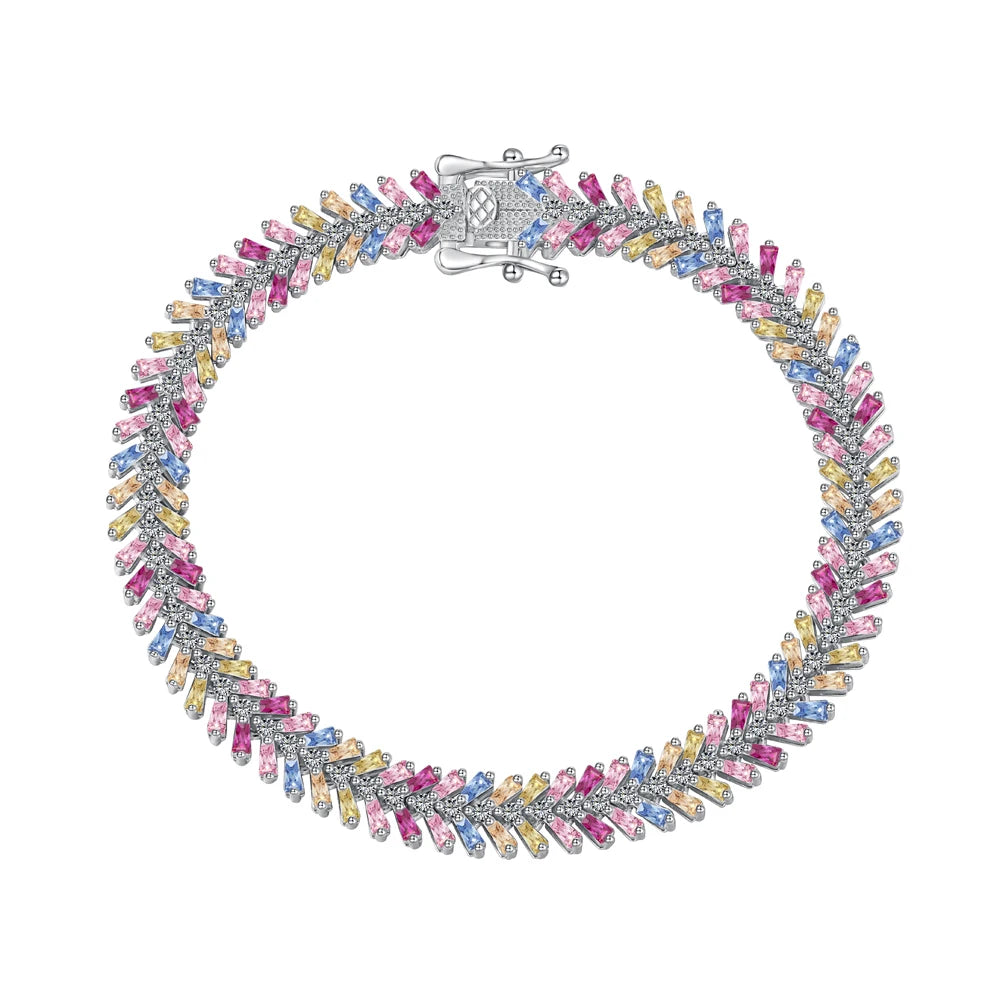 Wholesale Candy Color Jewelry Simple Ins Designer Bracelet Handmade Sterling Silver S925 Rainbow Tennis Bracelets Women