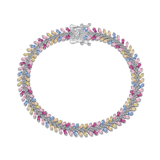 Wholesale Candy Color Jewelry Simple Ins Designer Bracelet Handmade Sterling Silver S925 Rainbow Tennis Bracelets Women