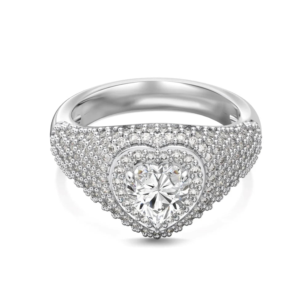 Delicate Christmas Festival Xmas Gifts 925 Sterling Silver Chunky Heart Shape Stone 5A Zirconia Promise Jewelry Rings