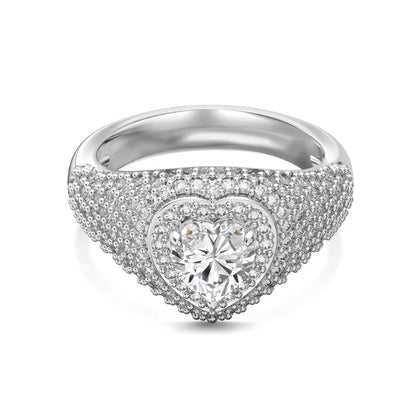 Delicate Christmas Festival Xmas Gifts 925 Sterling Silver Chunky Heart Shape Stone 5A Zirconia Promise Jewelry Rings