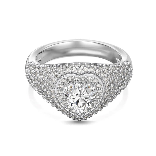 Delicate Christmas Festival Xmas Gifts 925 Sterling Silver Chunky Heart Shape Stone 5A Zirconia Promise Jewelry Rings