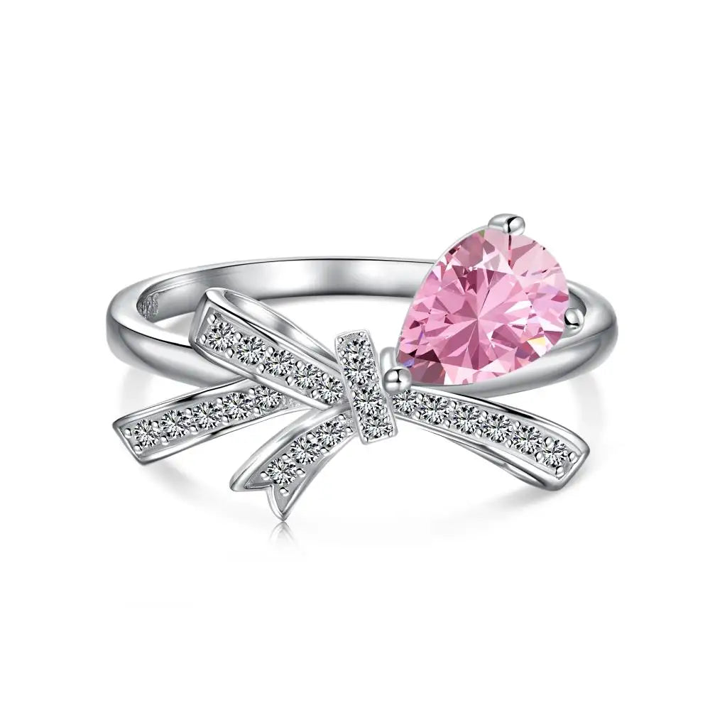925 Silver Bow CZ Bridal Wedding Ring DY120926 product image 10