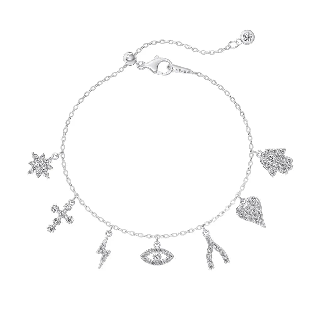 925 Sterling Silver Y Initial CZ Bracelet by KAKODIY