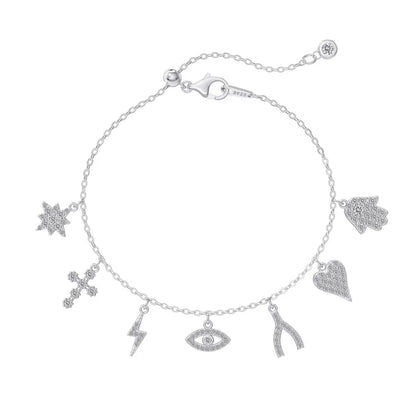 925 Sterling Silver Y Initial CZ Bracelet by KAKODIY