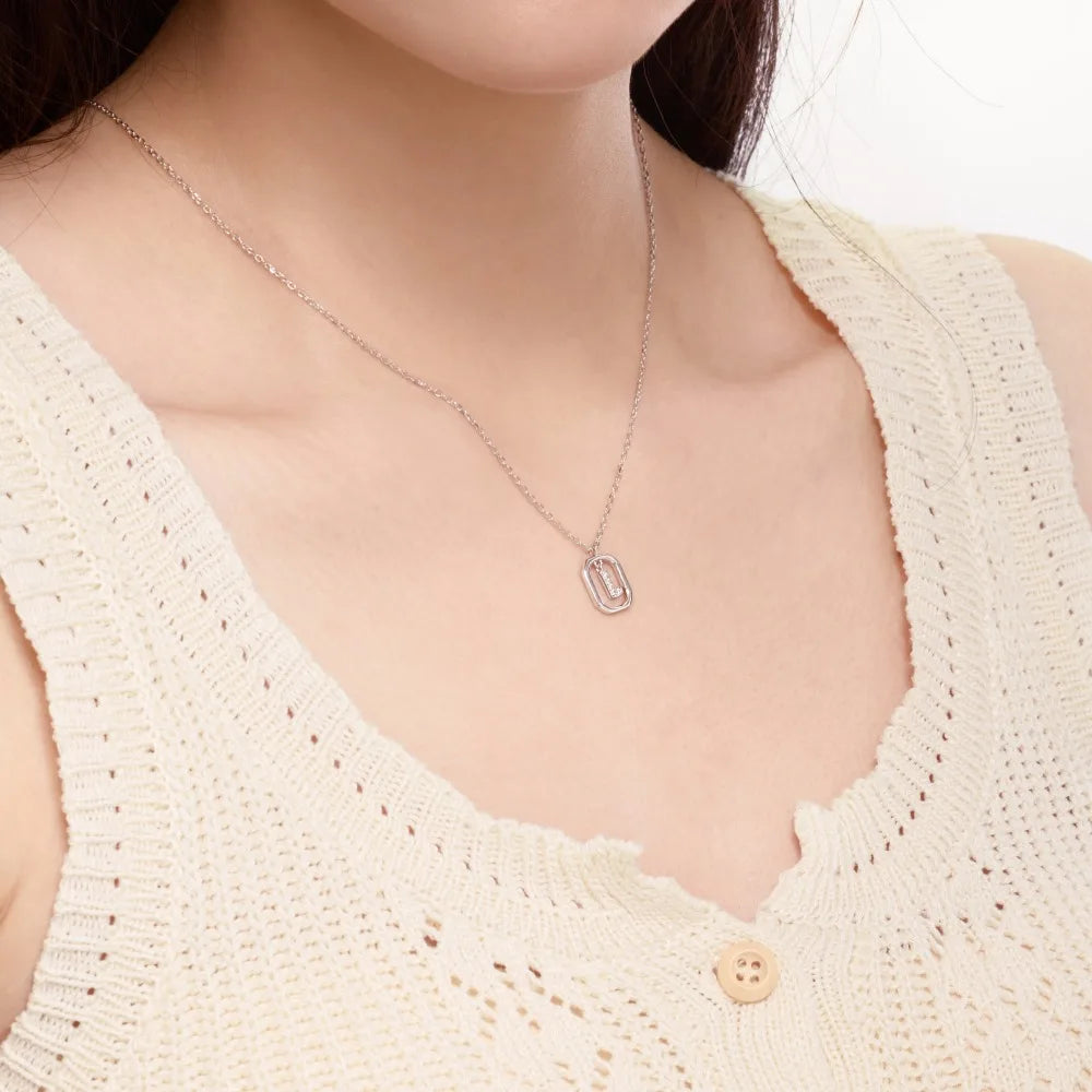 925 Sterling Silver L Initial 5A CZ Necklace product image 3