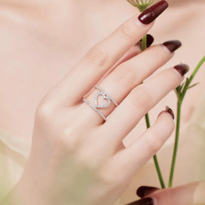 925 Silver Heart CZ Engagement Ring DY121019 product image 3