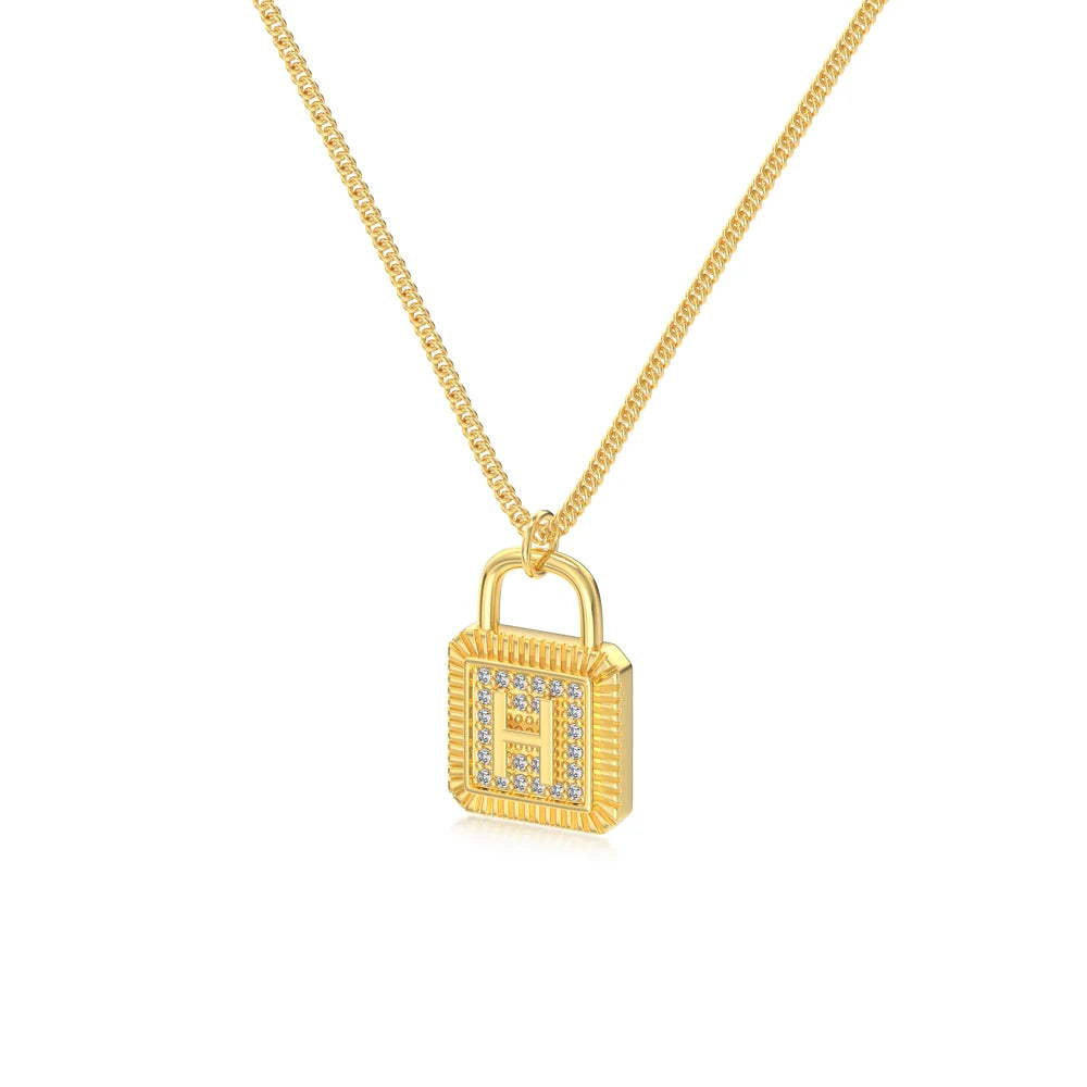 925 Sterling Silver Lock Bridal Initial Necklace product image 16