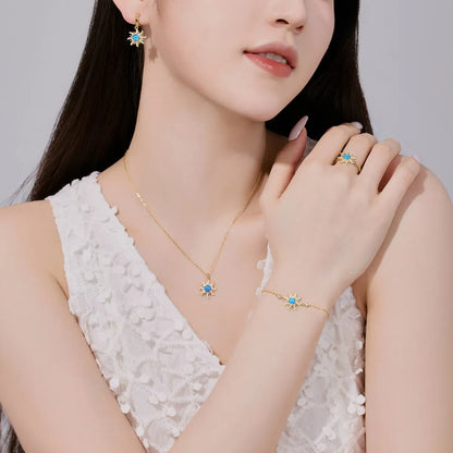 Dylam New Arrival Custom 925 Silver Elegant Design Link Chain Bracelet 18K Gold Jewelry Opal Sun Charm Bracelets for Women