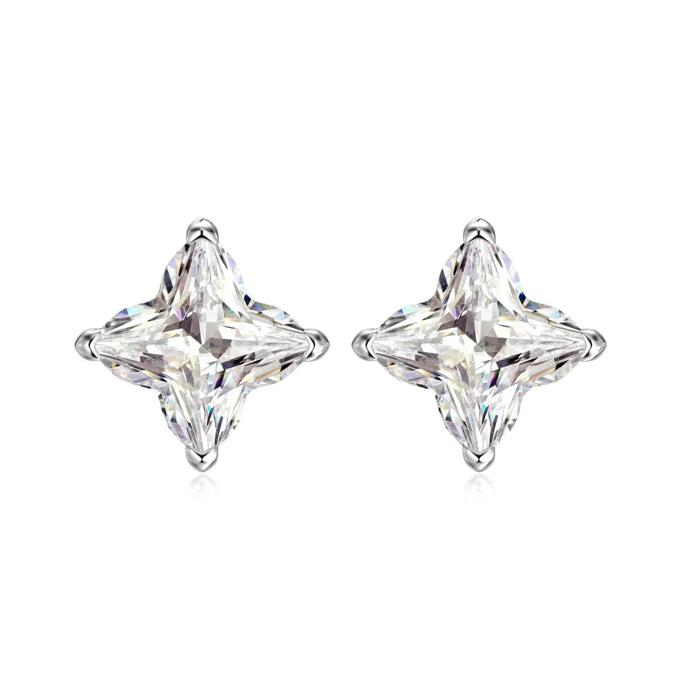 KAKODIY Simple Design Exquisite Rhodium Plated 18K Gold Electroplated Unfaded 5A Cubic Zirconia Four Leaf Clover Flower Stud Earrings - product image 1
