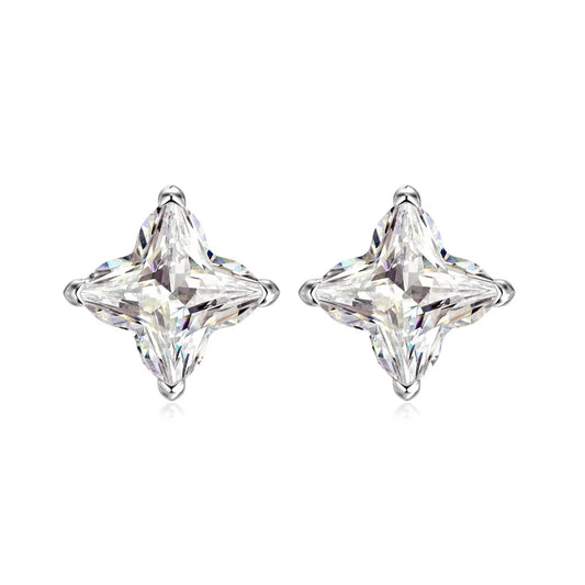 KAKODIY Simple Design Exquisite Rhodium Plated 18K Gold Electroplated Unfaded 5A Cubic Zirconia Four Leaf Clover Flower Stud Earrings - product image 1