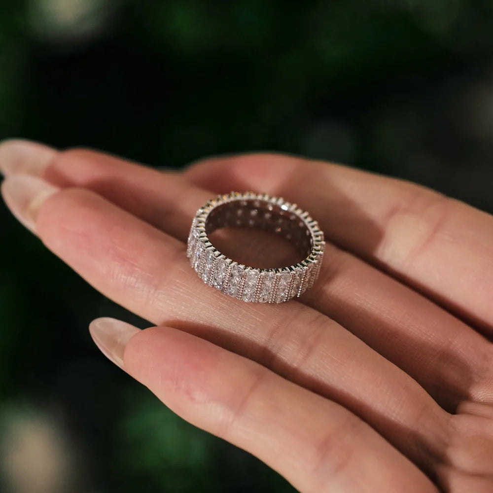 Delicate Chunky Multiple Layer Wedding Band 5A Cubic Zirconia S925 Silver Women Dress up Jewelry Engagement Proposal Rings