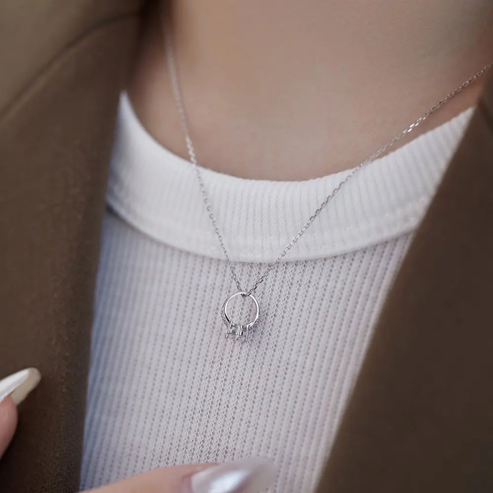 925 Sterling Silver CZ Bridal Pendant Necklace product image 2
