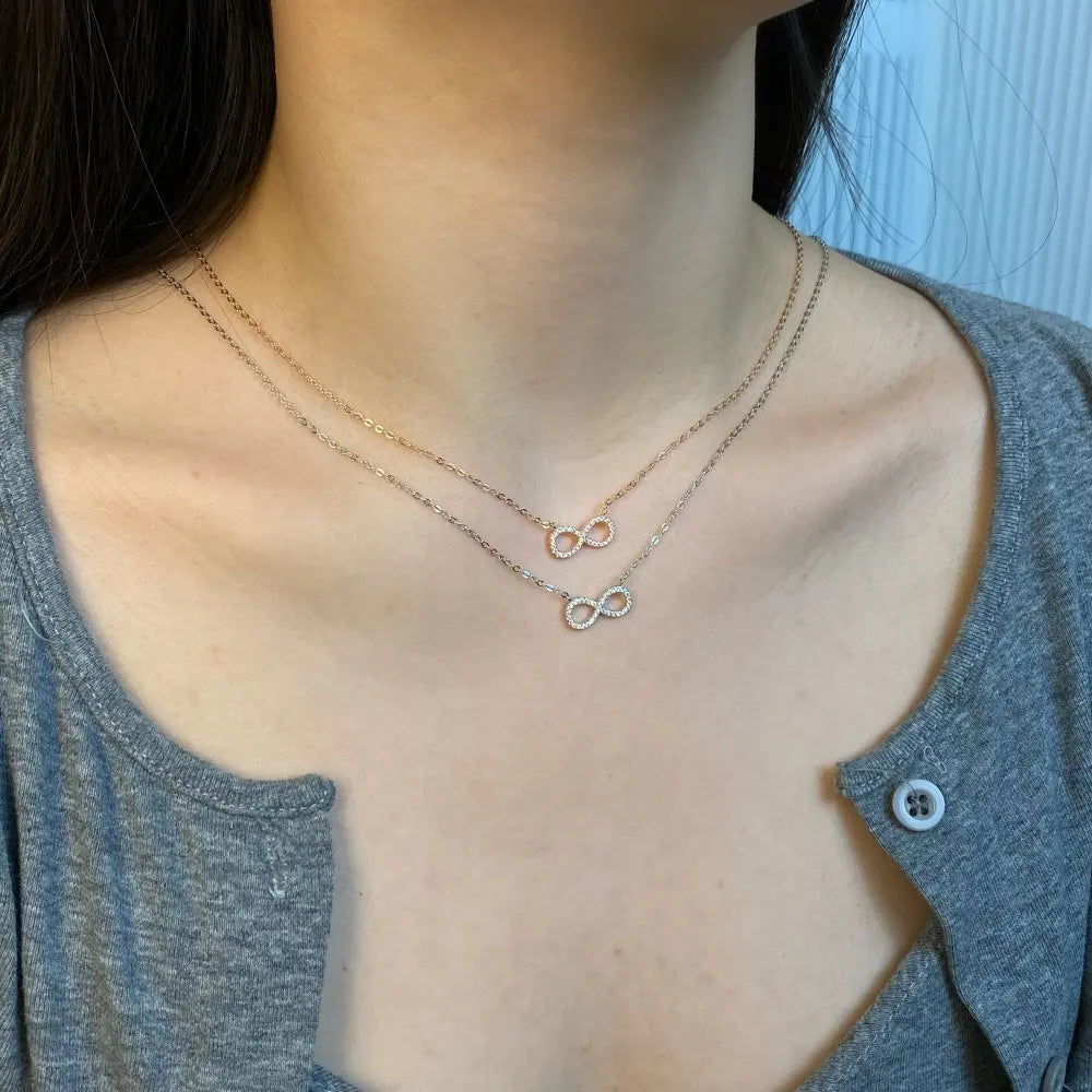 18K Gold Plated  Dainty Infinity Pendants 925 Sterling Silver Necklaces for Women Eternal Friendship Necklace Bijoux Femme Collier