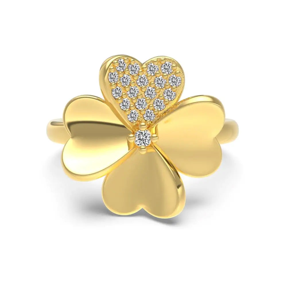925 Silver Clover Bridal Engagement Ring DY121267 product image 8