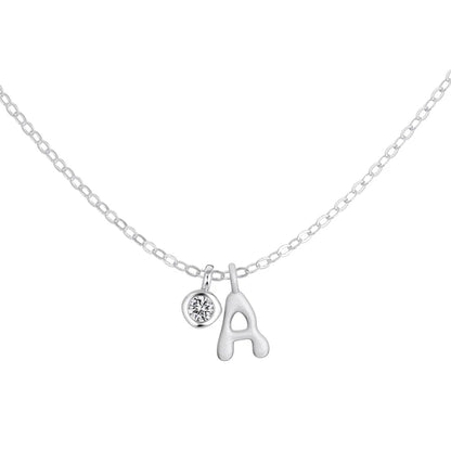 925 Sterling Silver A Initial 5A CZ Necklace product image 5