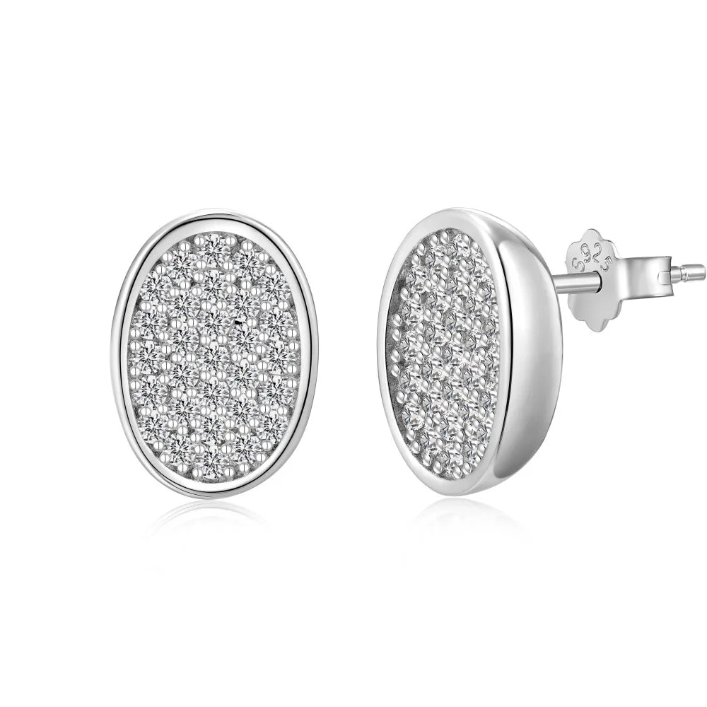KAKODIY Fashion Unique Design Exquisite 925 Sterling Silver Plated Rhodium Bean Shape 5A Cubic Zirconia Stud Earrings Daily Dress