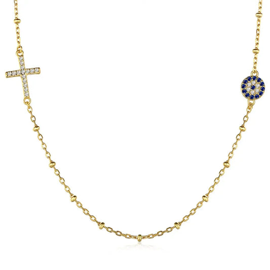 925 Sterling Silver Cross CZ Pendant Necklace by KAKODIY