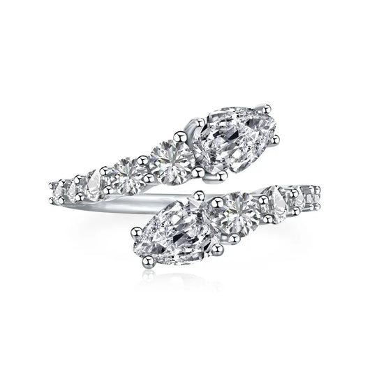 Cubic Zirconia Engagement 925 Sterling Silver Adjustable Ring by KAKODIY - product view 7