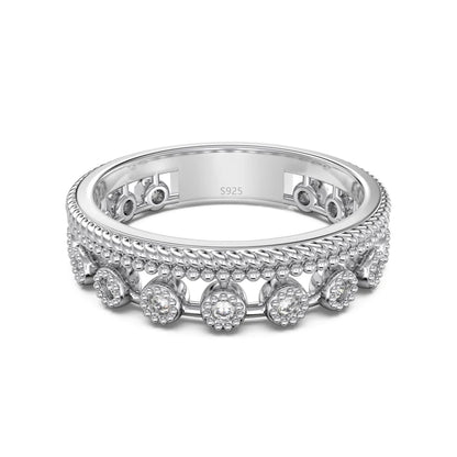 Specially Design Fine Fashion Women Jewelry Sterling Silver Eternity Band Double Layer 5A CZ Zirconia Daily Dress up Ring