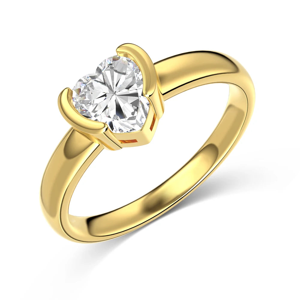 Simplicity Design Dainty Jewelry Manufacturer Sterling Silver Wedding Band Heart Shape 5A Zirconia Promise Engagement Ring