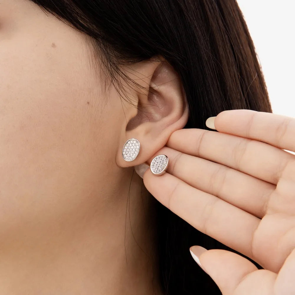 KAKODIY Fashion Unique Design Exquisite 925 Sterling Silver Plated Rhodium Bean Shape 5A Cubic Zirconia Stud Earrings Daily Dress - product image 5