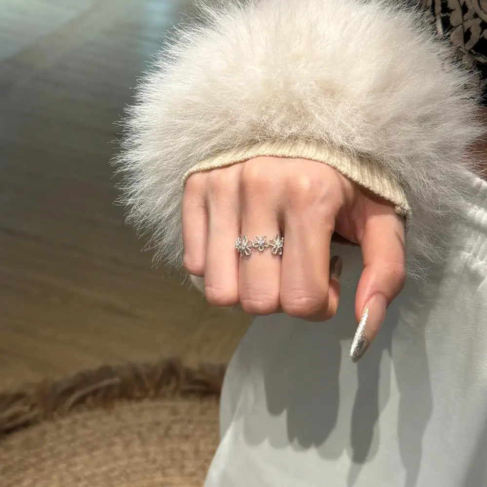 925 Silver Flower Engagement Ring DY121414 product image 6