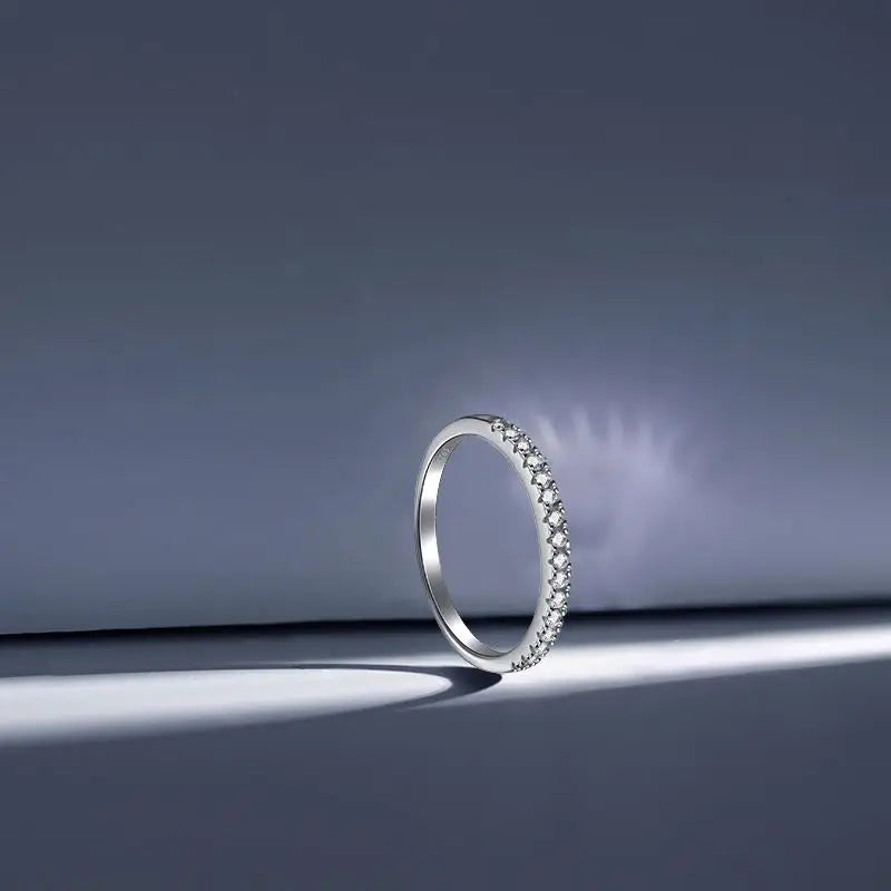 Classic Proposal Eternal Series Simple Design Jewelry 925 Silver 5A Platinum Zircon Round Couple Wedding Ring