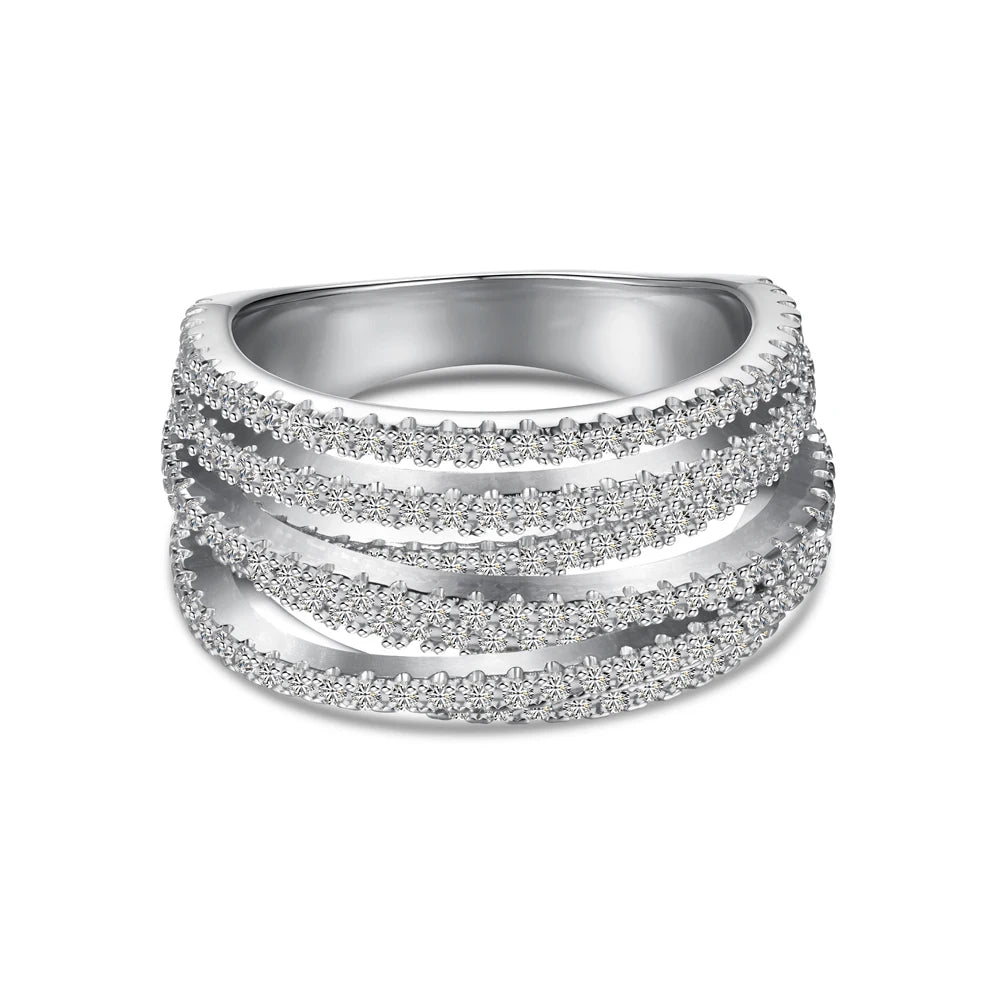 925 Silver Geometric CZ Engagement Ring DY120899 by KAKODIY