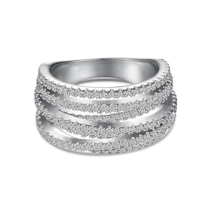 925 Silver Geometric CZ Engagement Ring DY120899 by KAKODIY