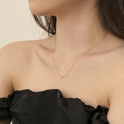 Geometric Custom 18K Gold Plated Necklace S925 Sterling Silver Jewelry V Shaped Cz Cubic Zircon Heart Necklaces for Women