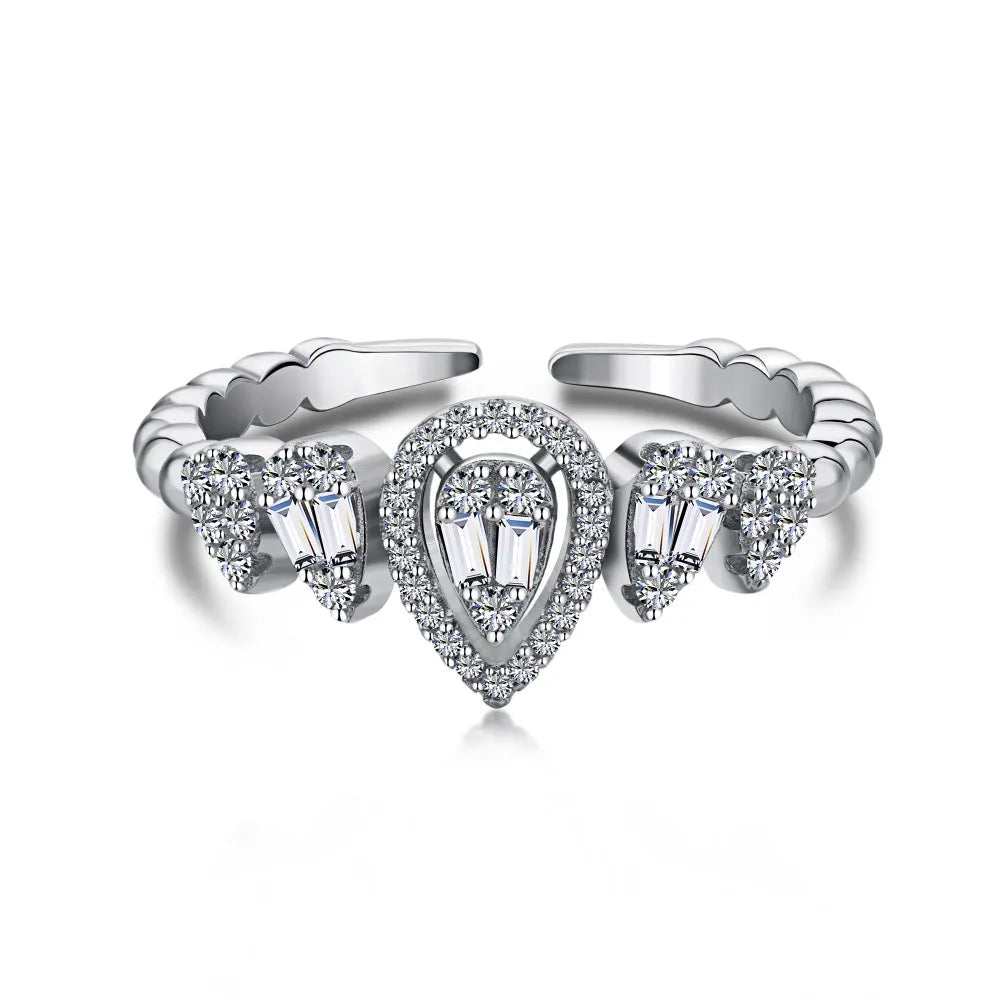 925 Sterling Silver Teardrop CZ Ring by KAKODIY