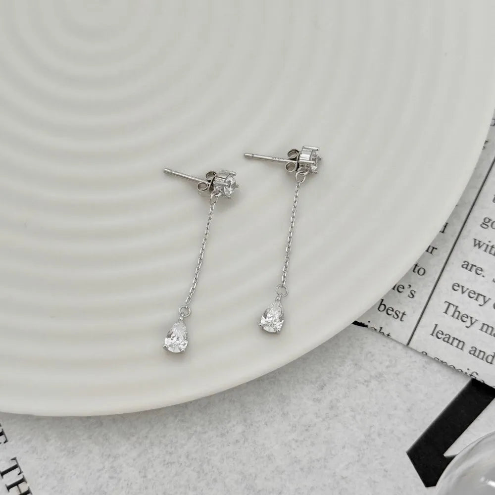 KAKODIY Fashion Fashion Design 925 Sterling Silver Earrings Tassel Pear Shape 5A Cubic Zirconia Shiny Stud Earrings Female Accessories - product image 3