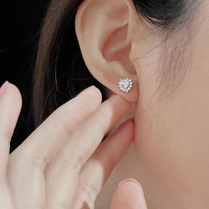 KAKODIY Full Surround Zircon Earrings Accessories Fashion 925 Sterling Silver Heart Stud Earrings - product image 5