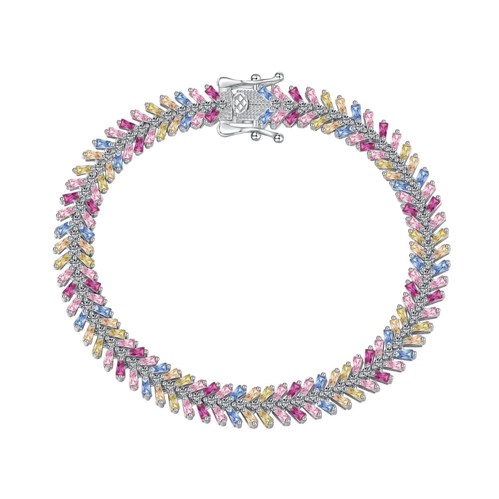 Wholesale Candy Color Jewelry Simple Ins Designer Bracelet Handmade Sterling Silver S925 Rainbow Tennis Bracelets Women