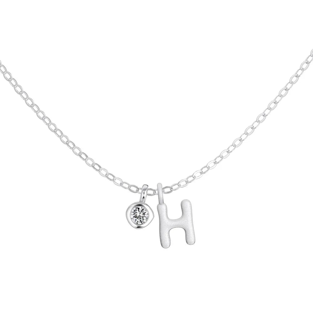 925 Silver H Initial 5A CZ Necklace DY191881 by KAKODIY