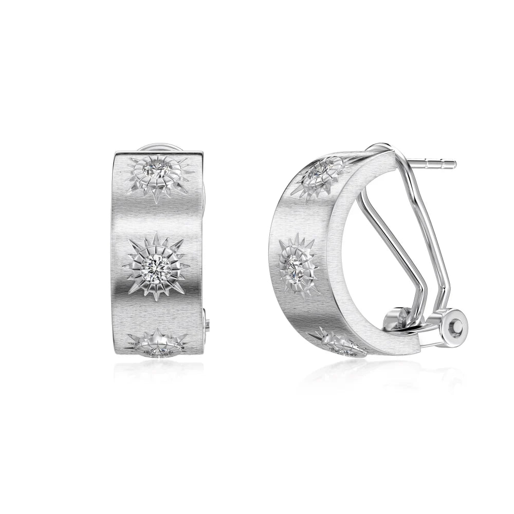 KAKODIY High Jewelry Rhodium 18K Gold Plated Brushed Surface 925 Sterling Silver 5A Cubic Zirconia Women's Clip-on Stud Earrings - product image 1