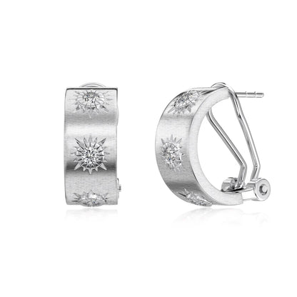 KAKODIY High Jewelry Rhodium 18K Gold Plated Brushed Surface 925 Sterling Silver 5A Cubic Zirconia Women's Clip-on Stud Earrings - product image 1